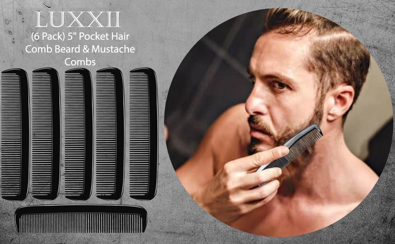 (6 Pack) 5" Pocket Hair Comb Beard & Mustache Combs for Men'S Hair Beard Mustache and Sideburns image number 1