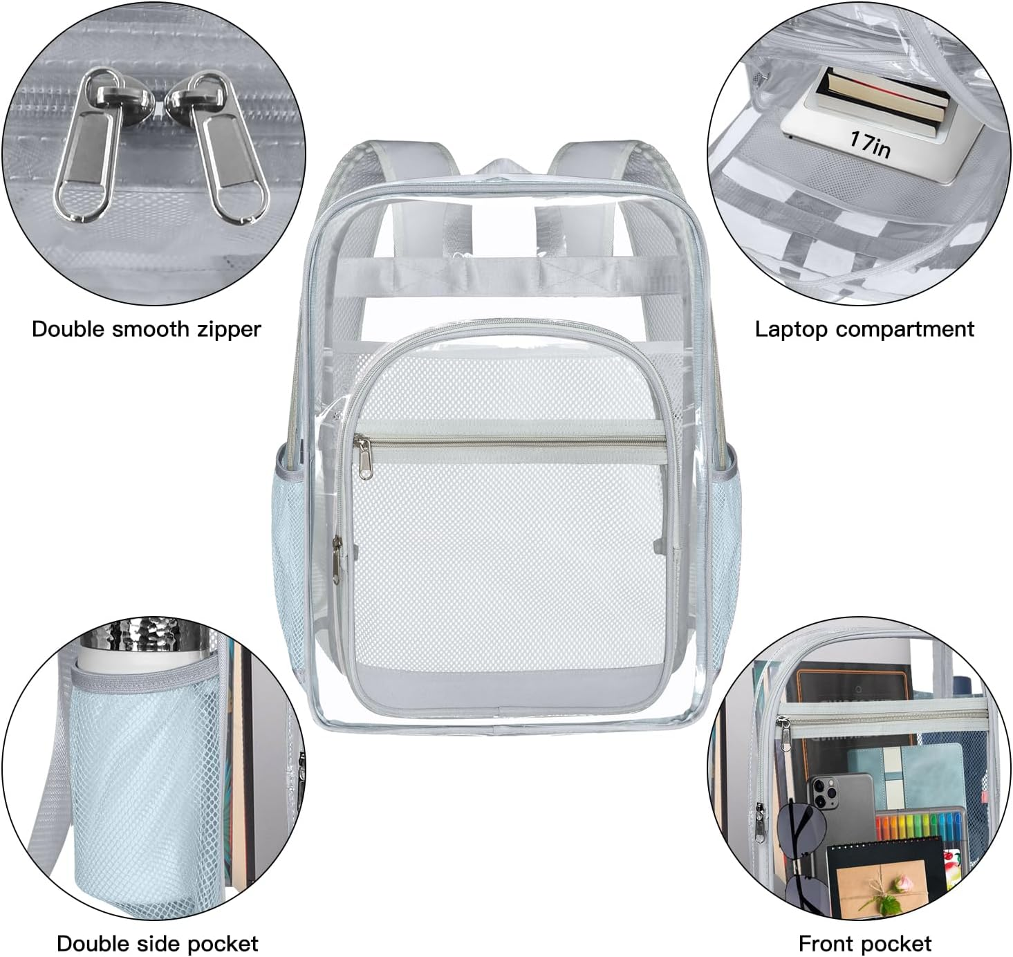 SDFGHG Clear Backpack,Sturdy Shape Heavy Duty Large Clear Backpack - Blue image number 3