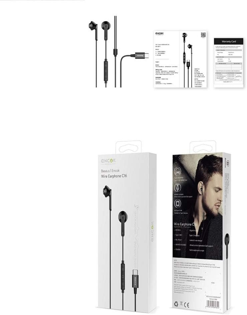 Baseus NGC16-01 Earphone/Encok Wire Earphones C16 (Black) image number 2