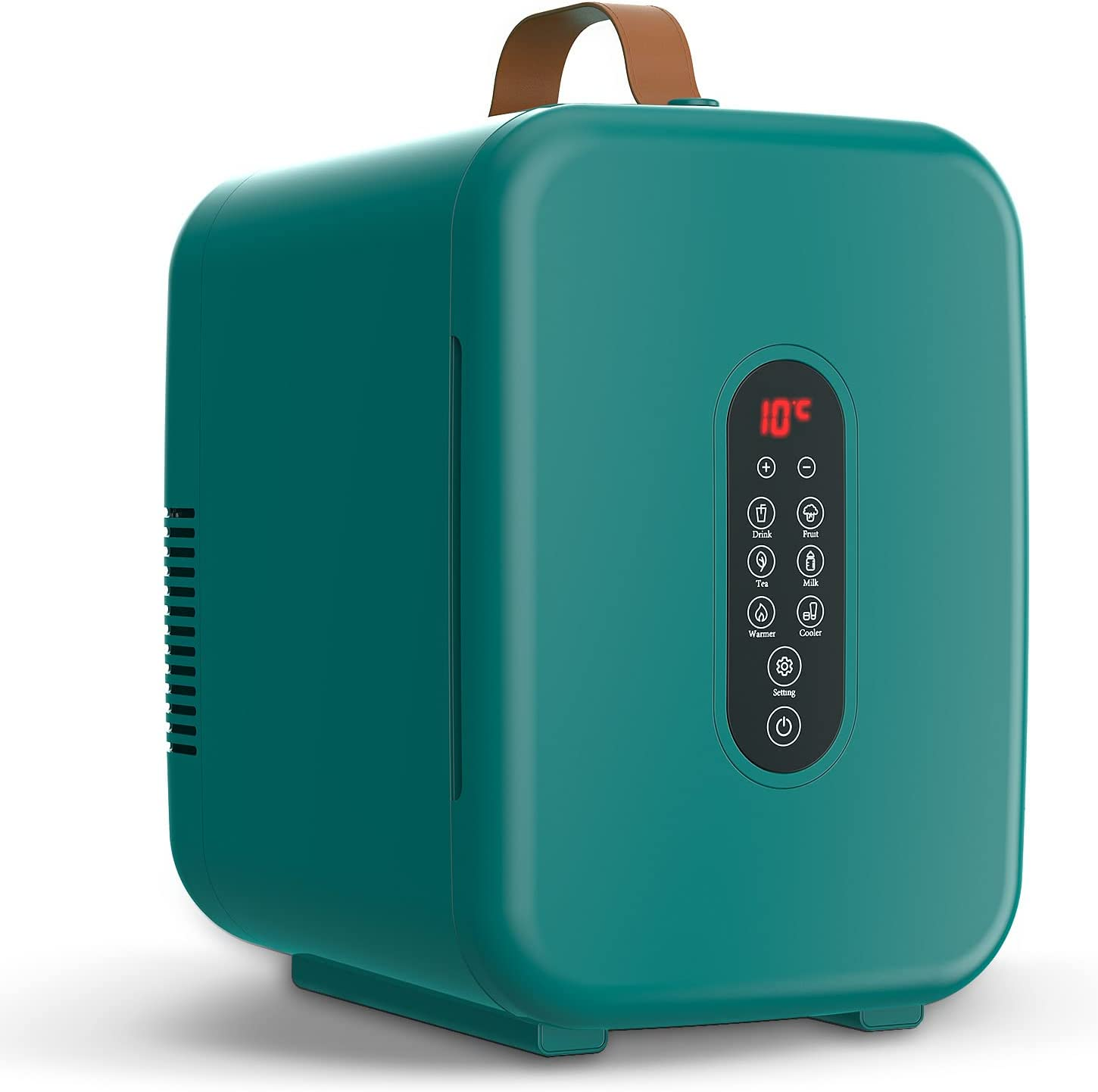 ADVWIN Mini Fridge 10 Liter Small Fridge for Bedroom - Upgraded Temperature Control Panel - AC/12V DC Thermoelectric Portable Cooler and Warmer for Skin Care, Beverage (Green) image number 1