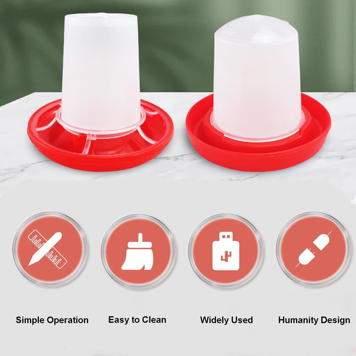 Automatic Chicken Feeder and Chicken Waterer Kit,160G Chick Feeder and 160Ml Chick Waterer,Chicken Water Dispenser,Chicken Drinker,Easy Clean Plastic Feeding and Watering Feeder for Chicks image number 3