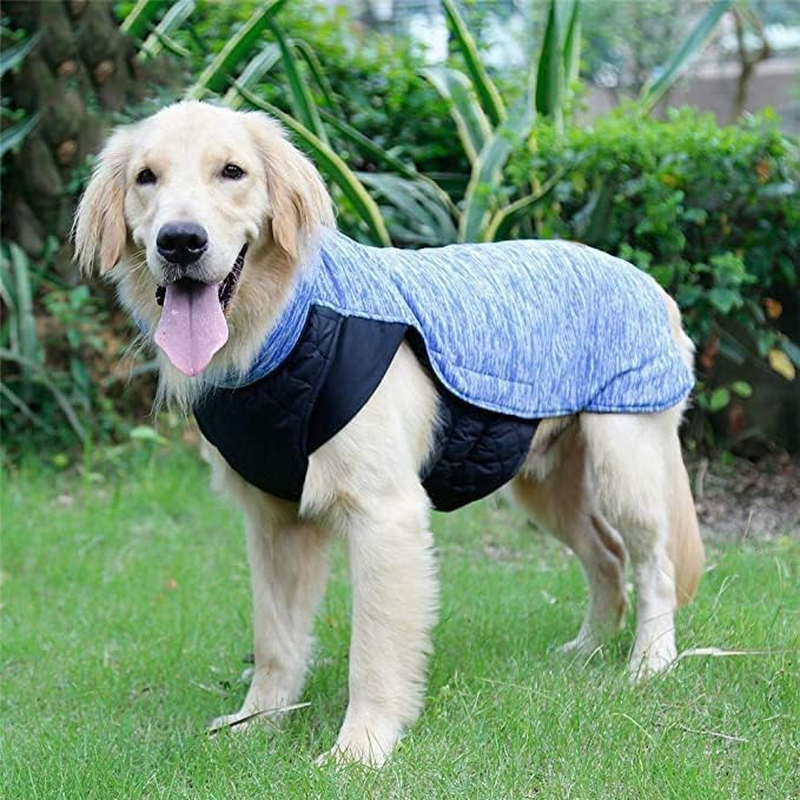 Dog Winter Coat - Pet Warm Reversible Jacket Waterproof Reversible Clothes Dog Coat Winter Fleece Warm Windproof Cold Weather Autumn Vest Apparel with Harness Hole (Blue, XL) image number 2
