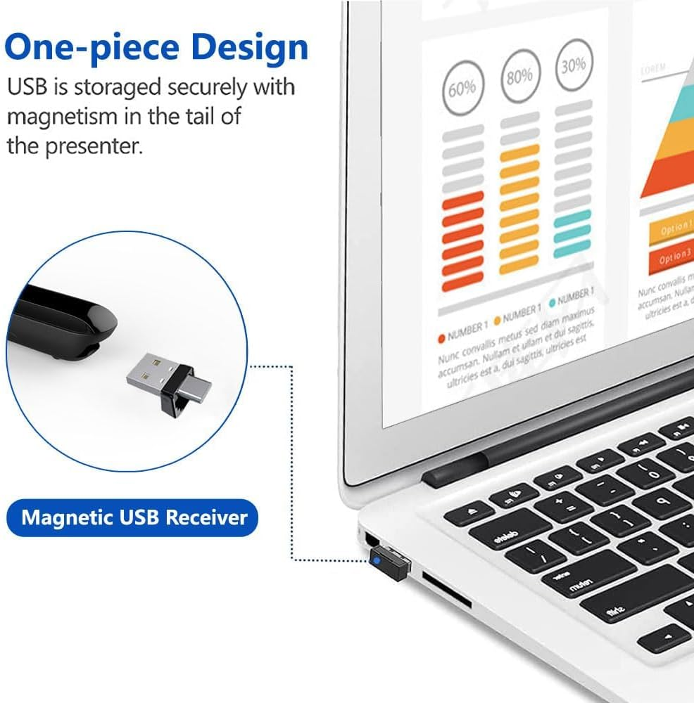 Usb/Type-C 2 in 1 Presentation Clicker for Powerpoint, Hyperlink Volume Control Wireless Presenter Remote Presentation Pointer Slide Advancer PPT Clicker for Mac Ipad Computer Laptop image number 5