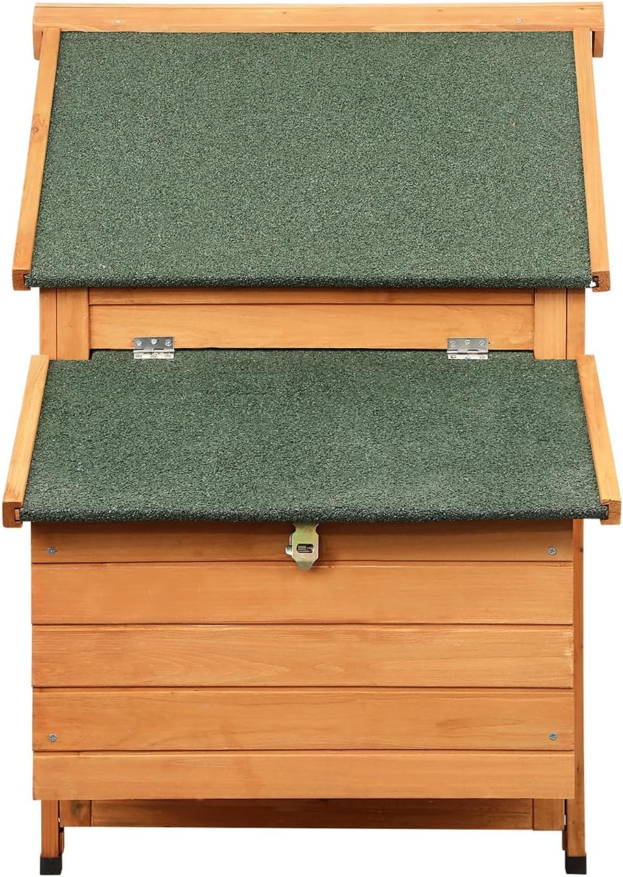 ALOPET Wooden Chicken Coop Rabbit Hutch, Large Pet House Run Cage W/Front Door, Sliding Window, Openable Asphalt Roof Outdoor Pet Hutch for Bunny Guinea Pig Small Animals, 150X68X96Cm, Brown & Green