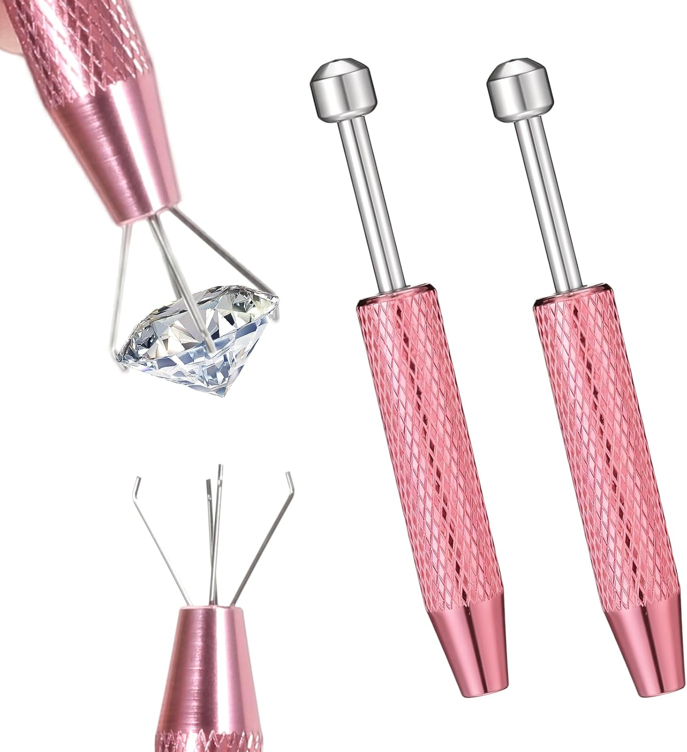 2 Pcs Piercing Ball Grabber Tool, Piercing Changing Tools 4 Claw Diamond Tweezers Stainless Steel Jeweler Pick up Tool for Ear Nose Lip Tools Tiny Objects Ic Chips Electronic Components image number 2