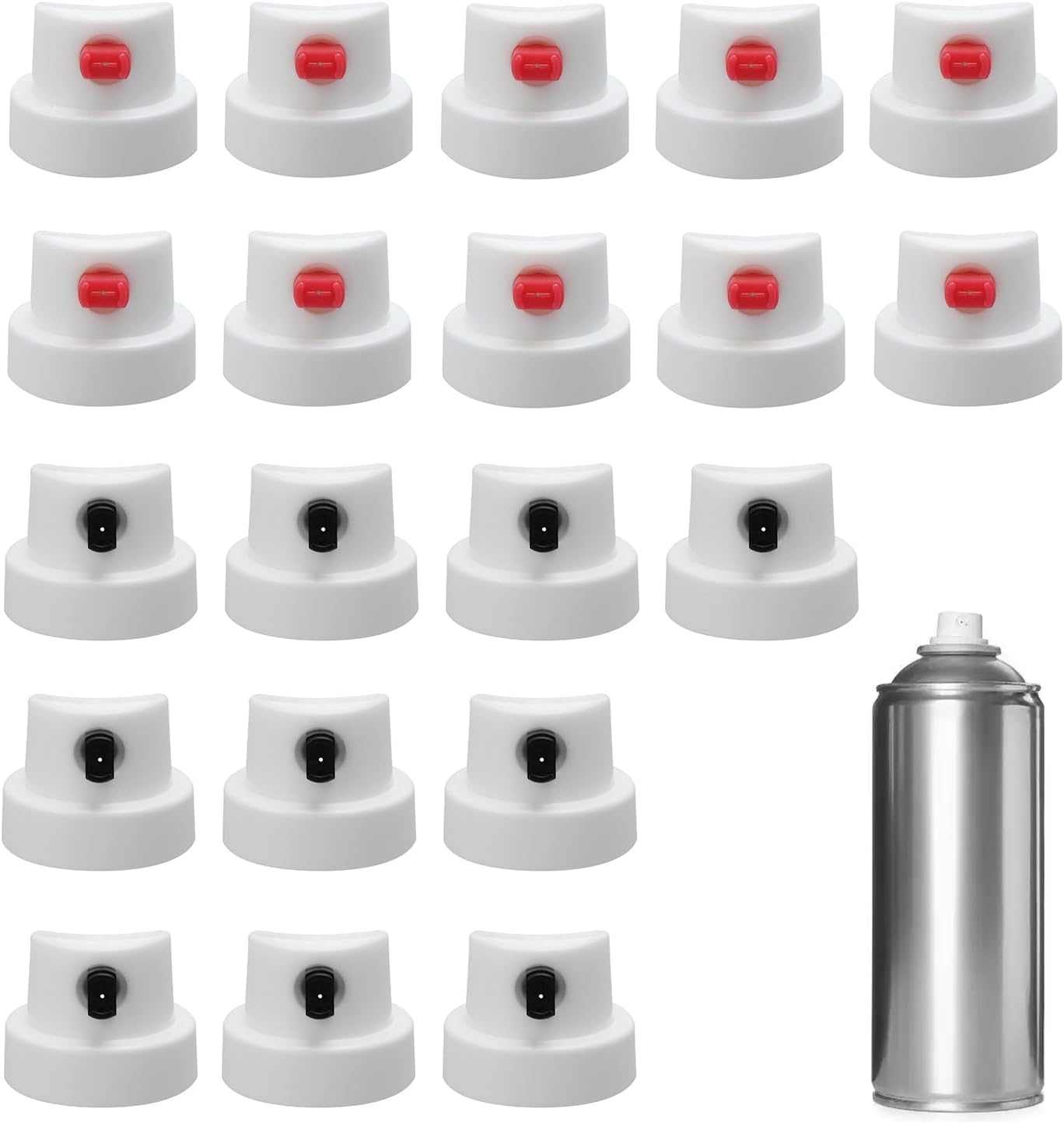 Taicols 20 Pack Flat Jet Spray Paint Caps -Graffiti Car Spray Paint Accessory Supplies for Graffiti, Calligraphy & Art, Red & Black Tips, Compatible with Spray Cans, Durable Paint Can Nozzles image number 2