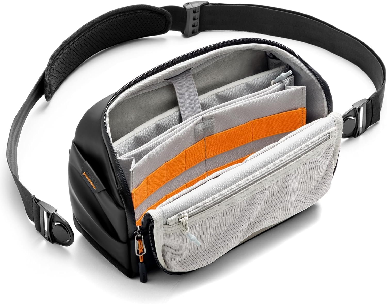 Inateck Tech Sling Bag, 135&deg; Opening Design Tech Pouch, Water-Resistant Desk Caddy Compatible with Ipad Mini, Switch, Hard Drives, Headphones, Protective Crossbody Bag for Daliy Use, Travel-Black image number 2