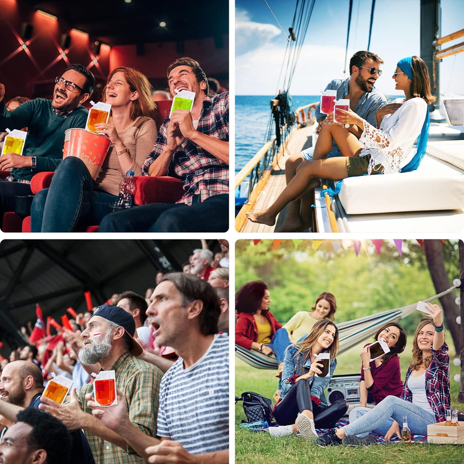 Travel Pouch,10Pcs Plastic Reusable Hip Flask with Spout,Drink Pouches for Festivals Hide Alcohol,Juice, Sneak Booze, Liquor, Rum, Water-350Ml image number 5