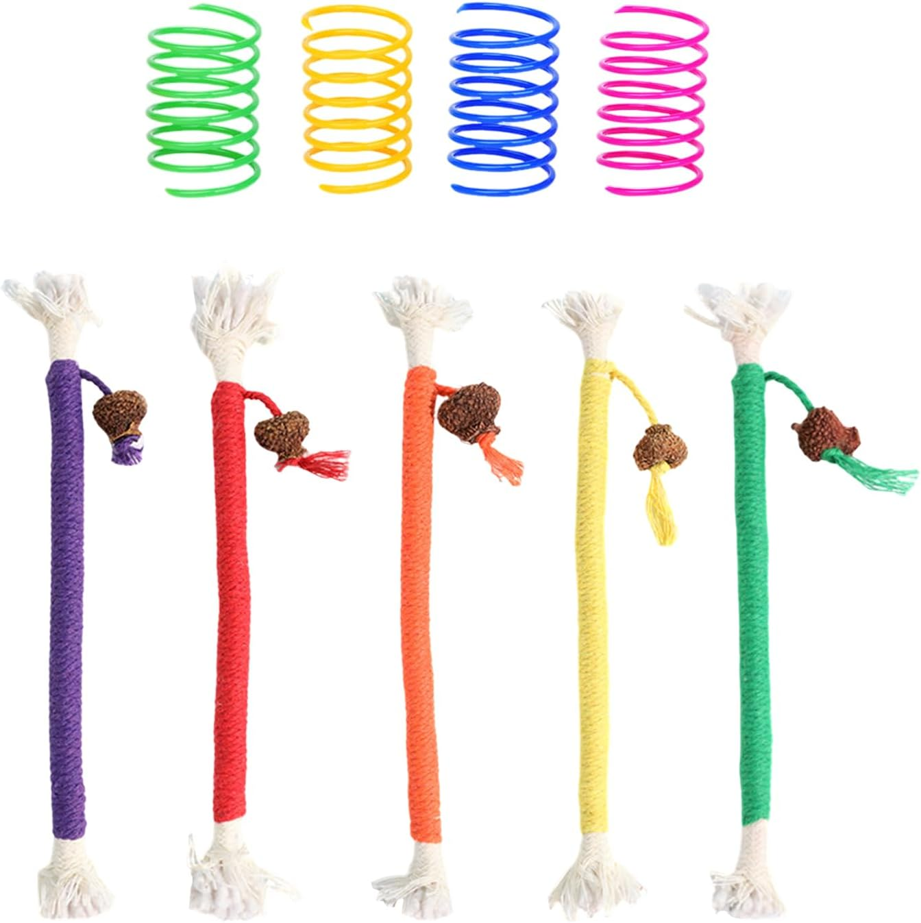 HDGSAFD 5 Cat Bite Ropes and 4 Feather Toys, Interactive Toy for Pets, Creative and Fun Design, Suitable for Cat Entertainment. image number 2