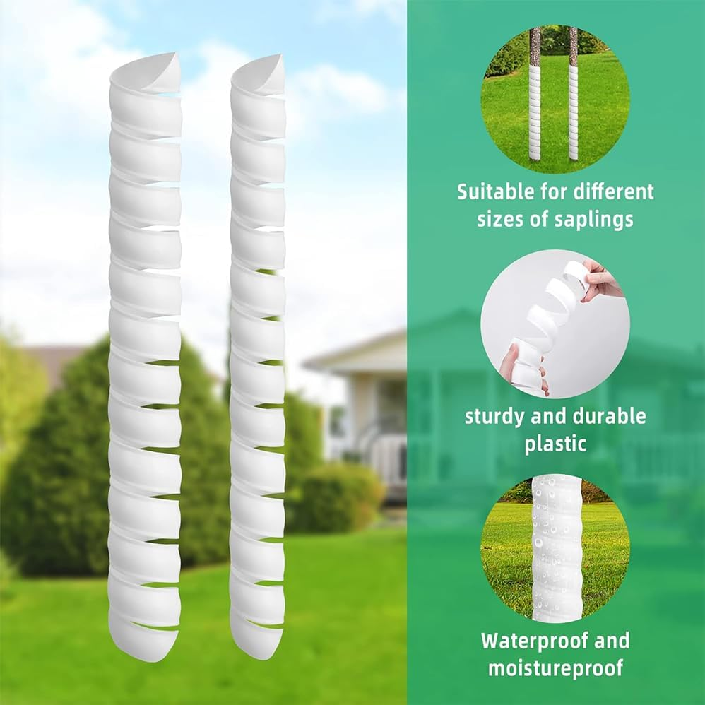 6 Pcs Tree Trunk Protector 2 Size Plastic Spiral Tree Guard,Plant Protective Cover,Rigid Durable Tree Bark Protectors Tube Wraps,To Protect Saplings Plants from Deer Cats Rabbit Rodents Mowers(White)