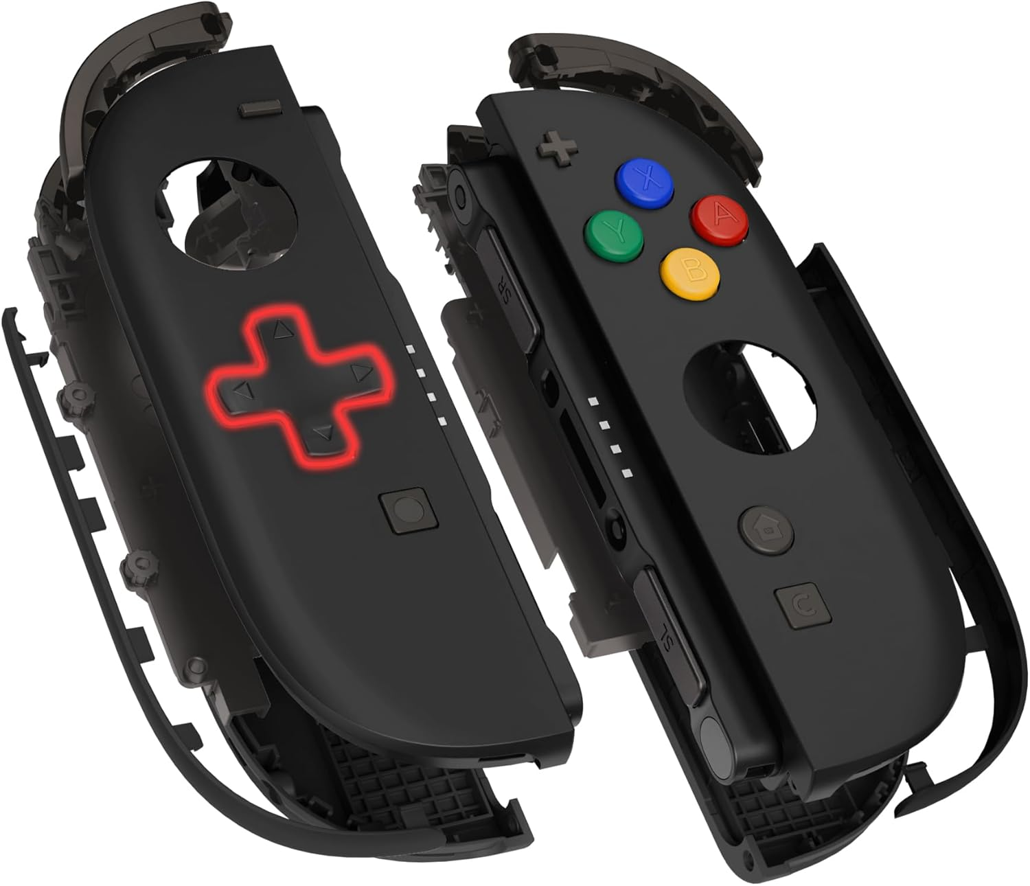 Extremerate DIY Replacement Shell (D-Pad Ver) Buttons for Joycon 2, Custom Full Set Housing + Decorative Strips + Middle Bracket + Buttons for Nintendo Switch 2 Controller - Deluxe Version - White