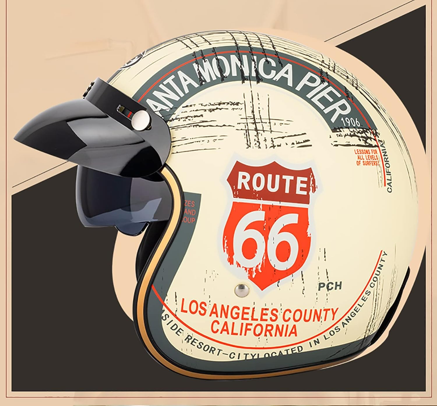 Retro Half Helmet Motorcycle Open Face Helmets 3/4 Half Helmet Men and Women Adults ECE Certification Vintage Biker Cruiser Scooter Touring Helmet with Goggles E,2XL=63-64CM