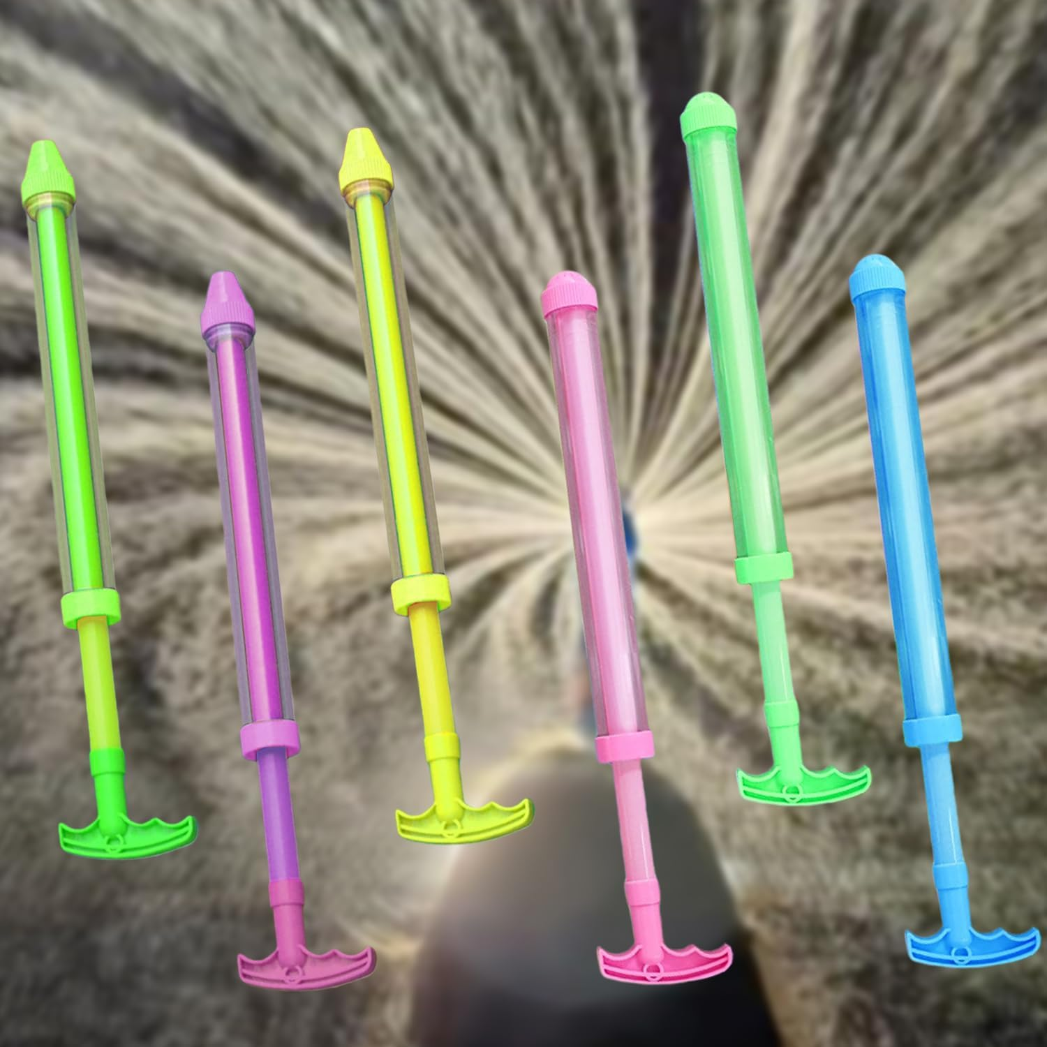 6 Pack (3 Pcs Firework Water Guns+3 Straight) Squirt Guns for Kids & Adult,Size 41CM, Water Pistols 35FT Long Range, Super Soaker Water Blaster, Water Toys for Swimming Garden Pool Beach Outdoor Play image number 6