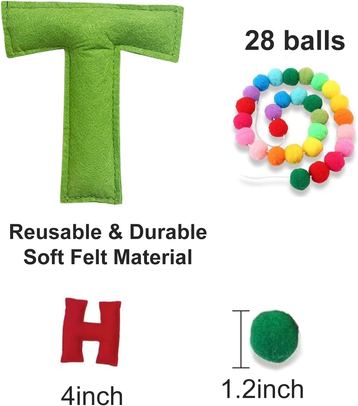 Lumjoy 118 Inch Pre-Strung Rainbow Felt Happy Birthday Banner & Felt Ball Garland Set