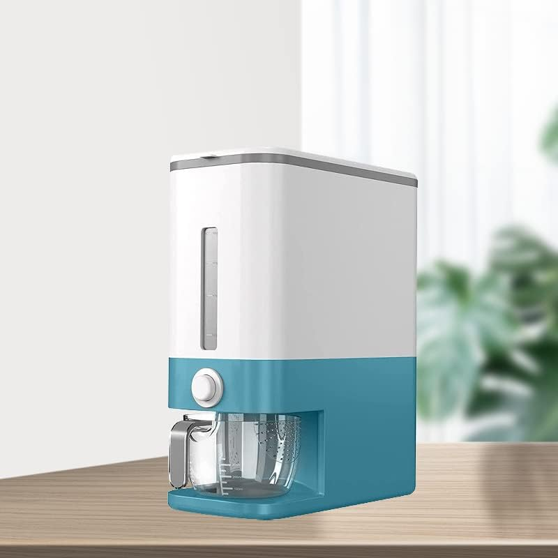 Auto Plastic Dry Food Storage Container Airtight Cereal Rice Lid Box Dispenser (Blue) image number 4