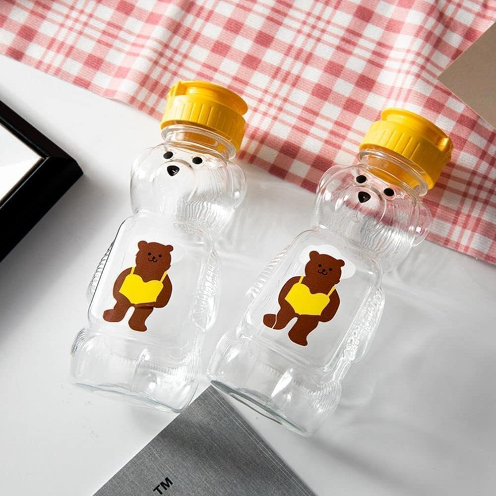 2 Pcs 8 Oz Plastic Bear Honey Bottle Jars, Empty Honey Squeeze Bottle with Flip-Top Lid for Storing and Dispensing, Yellow Flap Caps for Storing and Dispensing Garlic Presses image number 2
