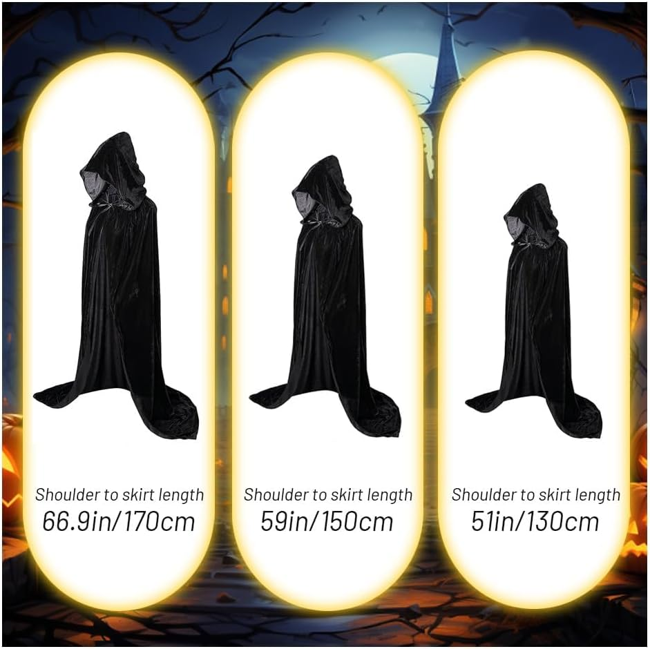 Unisex Hooded Cloak Unisex Velvet Cape Full Hooded Cloak Halloween Christmas Witch Costume Cosplay