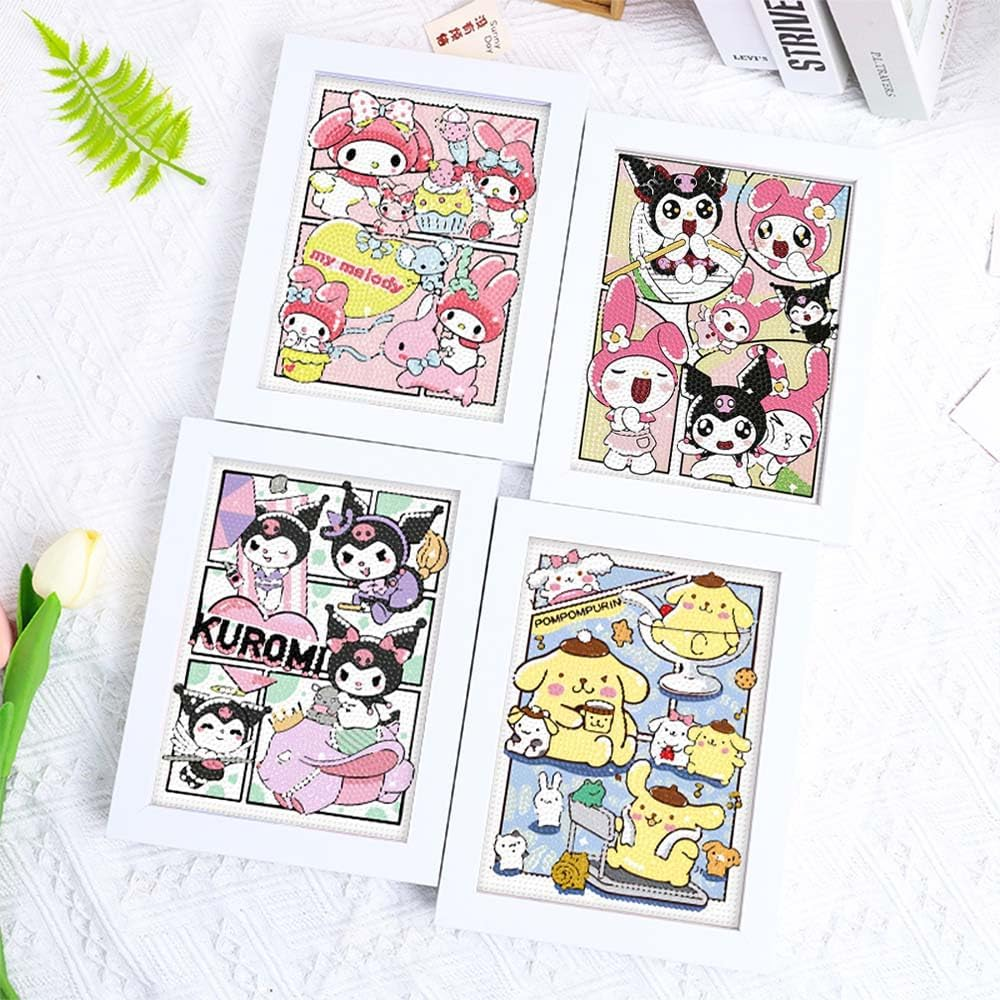 Akutoer Cute Cartoon Diamond Drawing Kits, Kawaii Painting with Diamonds, Gem Arts & Crafts, DIY Paint Supplies with Frames for Home Decor(Cinno) image number 2
