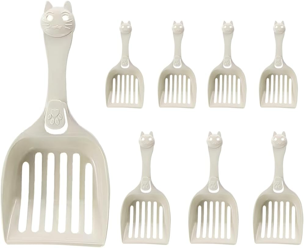 AIMALL 8 PCS Large Cat Litter Shovel with Long Handle for Tofu Cat Litter, 9.25 X 3.93 Inch Durable PP Plastic Cat Dung Shovel, Hollow Design for Fast Sand Leakage image number 4
