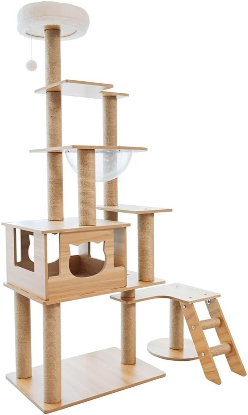 Iris Plaza 1441106001 Cat Tower, Stationary Climbing Athletic Tower, Transparent Hammock, Claw Sharpener, Wide Type image number 3