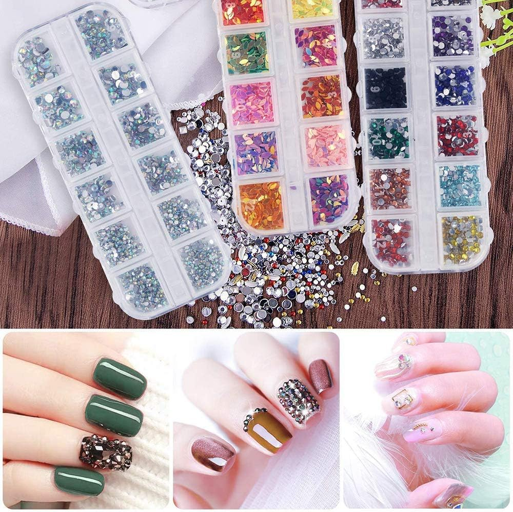 1 Set Nail Rhinestones Gems Crystals Art Design Nail Art Tool Brushes Foil Tweezer image number 1