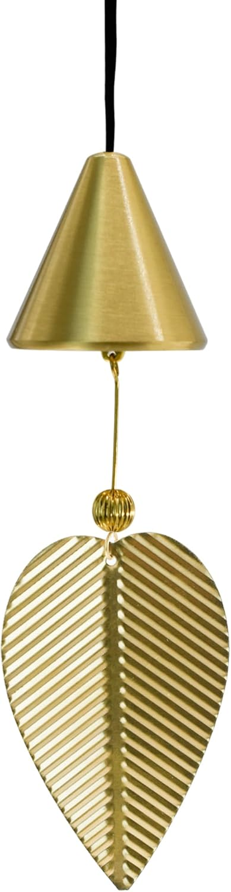 Mrmrkura Gold Leaf Hanging Bell Decorative Bell for Good Luck, Hanging Wind Chime Ornament Window Home Decor Chinese Feng Shui Bell (Cone Shape)