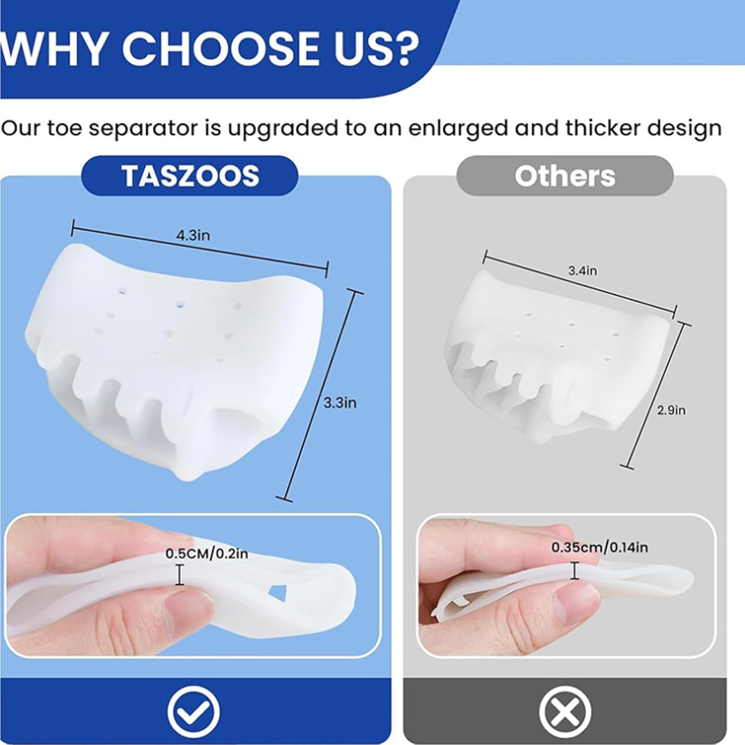 4PCS Hyggear Silicone Toe Separators, Toe Spacers & Metatarsal Pads, Five-Hole Honeycomb Forefoot Pads, Hallux Valgus Corrector, Breathable & Soft, Uniex