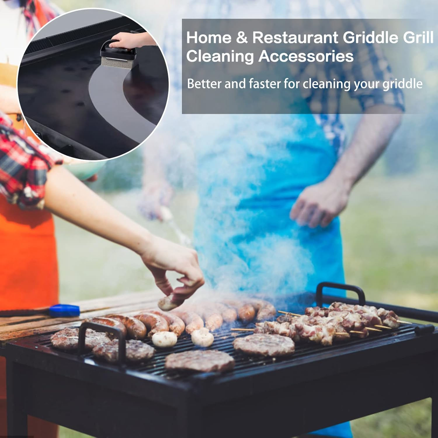 Blackstone Griddle Cleaning Brick Block Heavy Duty Grill Cleaning Stone Bricks Non Scratch Flat Top Seasoning Stone Griddle Scrubber Cleaner Remove Greases Stains Residue -3 Pack with Handle image number 5