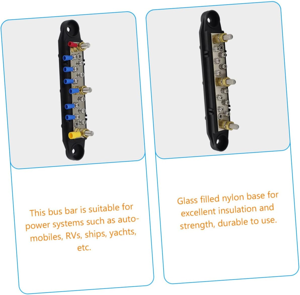 KONTONTY 1 Set Terminal Bus Bar Power Distribution Block with Terminal Studs Insulated Junction Box for Automotive Rv Boat and Solar Din Rail Compatible image number 3