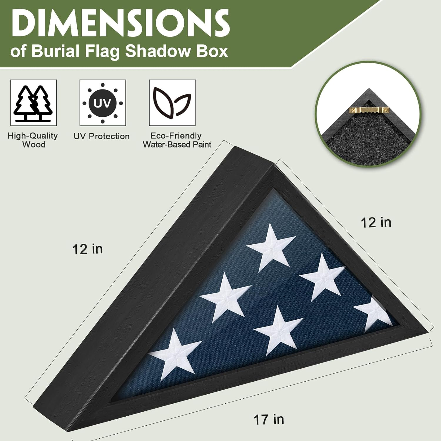 Flag Case for 3X5 FT Flag, 3'X5' American Flag Display Case Black Wood Memorial Flag Veteran Military Medal Pins Shadow Box with Acrylic Covered and Wall Mounted (Not for Burial Flag Size) image number 4
