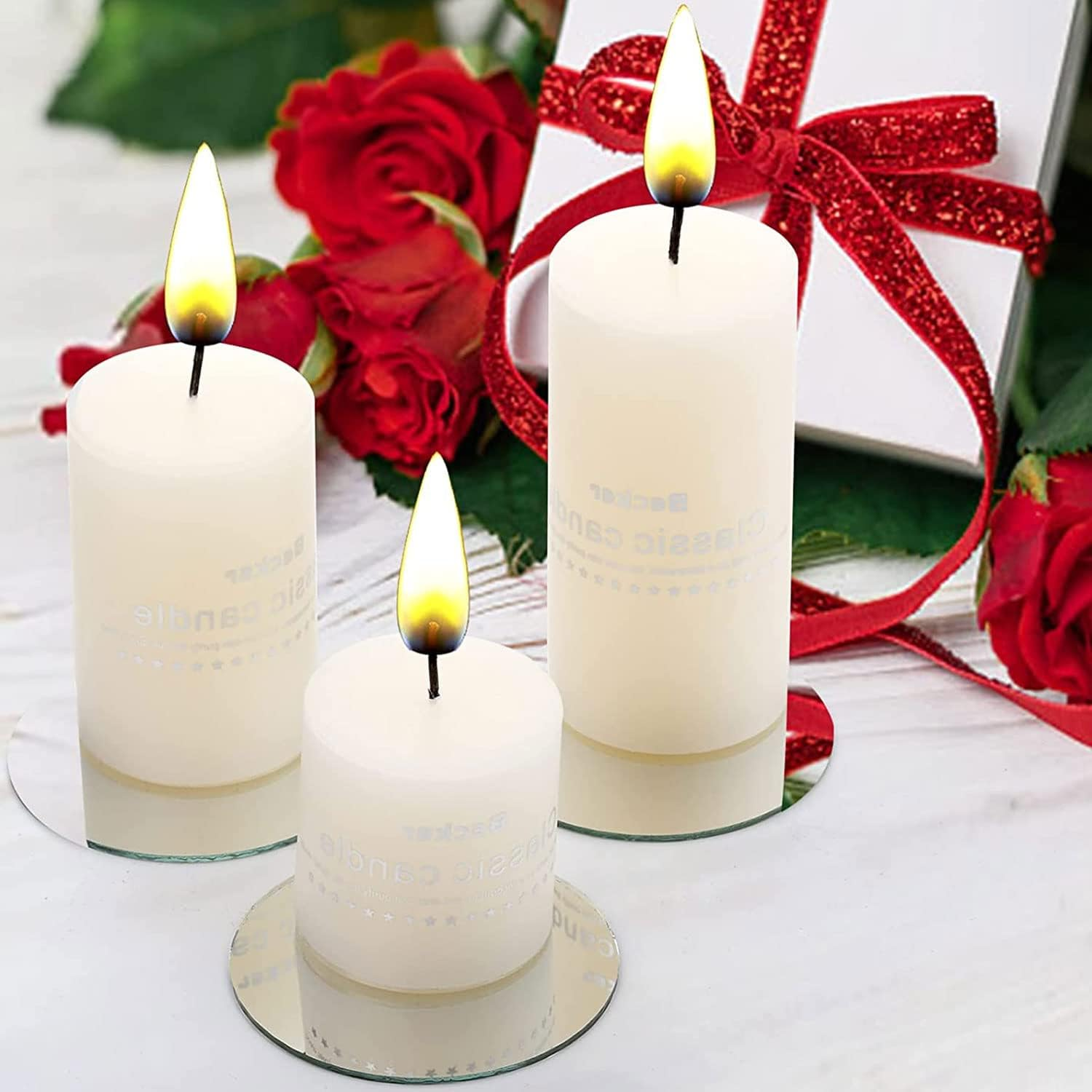 DARENYI 10 Pack 4 Inch round Mirror Sheets, Self Adhesive Mirror Tiles for Walls Decor, Acrylic Mirror Trays Circle Mirror Plates round Mirror Bases for Table Centerpieces Wedding image number 6