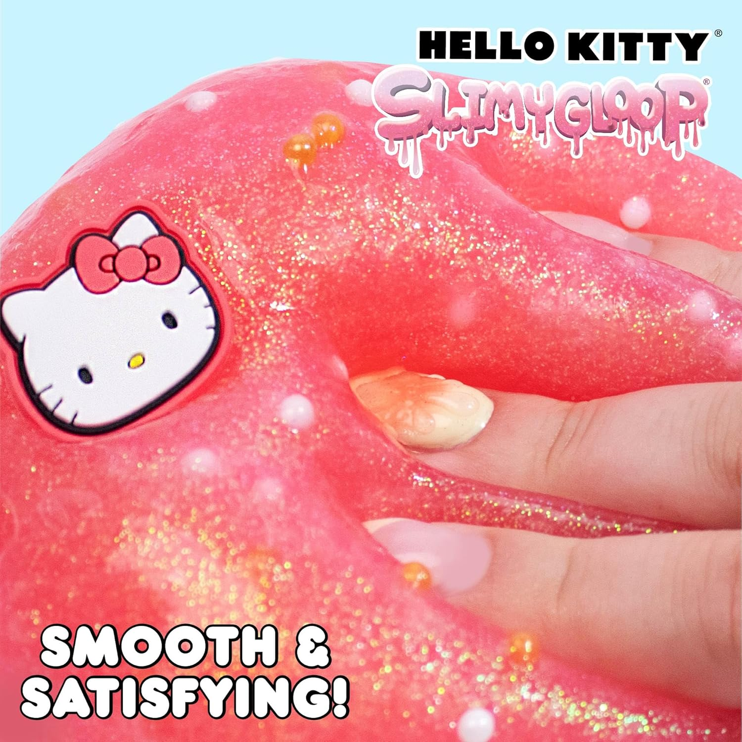 Hello Kitty SLIMYGLOOP Jar, 8 Oz Red & White Cotton Candy Scented Slime, Includes Beads & Hello Kitty Charm, Sanrio Stuff, Hello Kitty Slime, Slime for Kids, Hello Kitty Merch image number 5