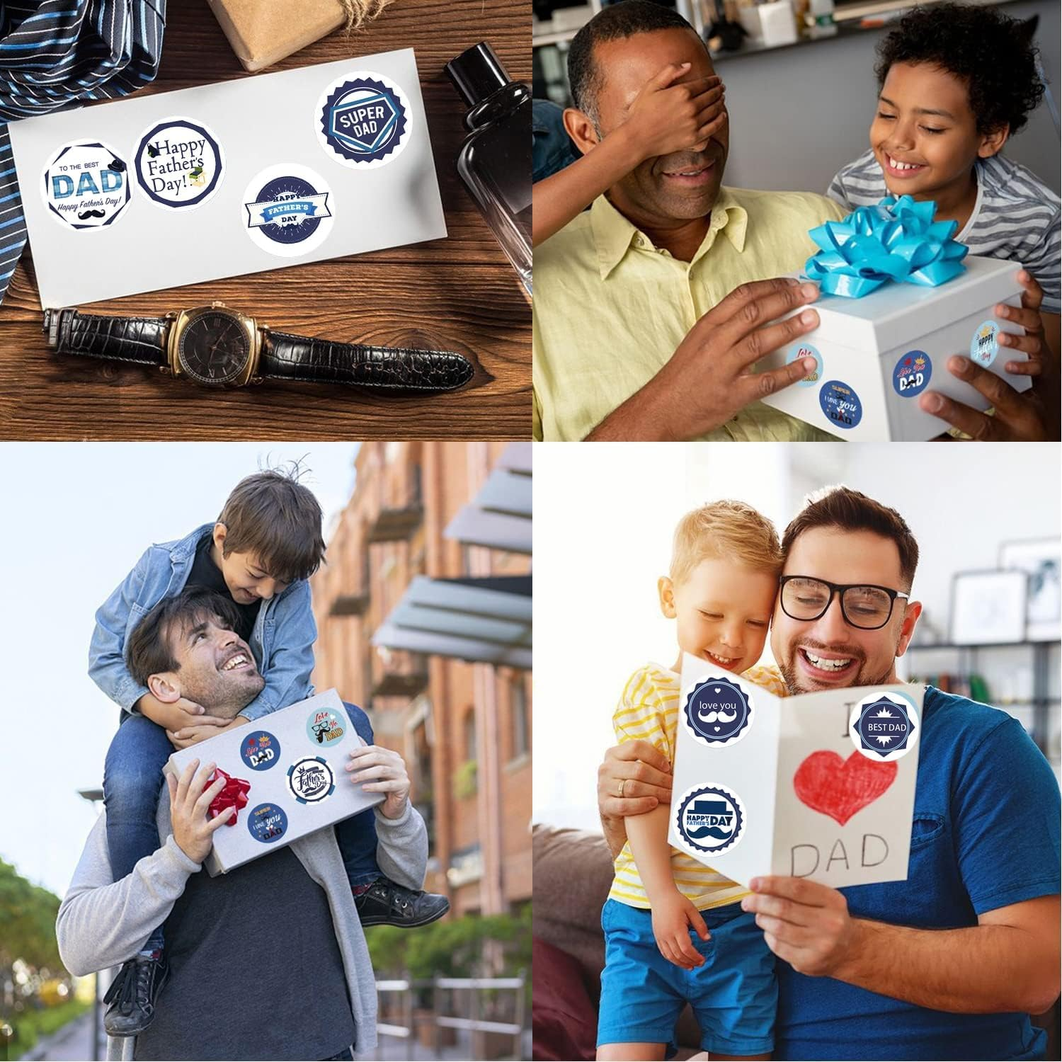 500 Pcs Happy Father&rsquo;S Day Stickers &ndash; 1.5 Inch round Self-Adhesive Gift Labels for Fathers Day Gift, DIY Crafts (8 Designs) &ndash; Best Dad Cookie Bags Labels, Candy Wrapping, Card Decor, Super Dad Gift - Blueb image number 5