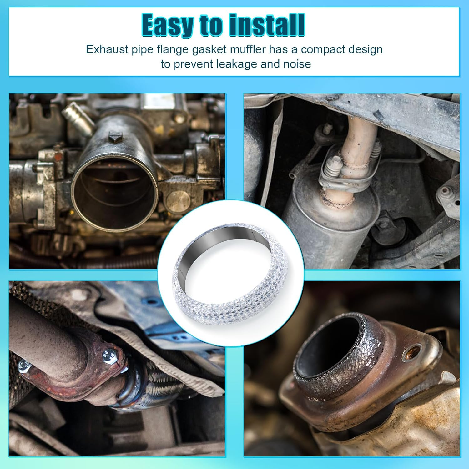 65Mm Car Exhaust Gasket, Exhaust Manifold Gasket Exhaust Pipe Donut Gasket Exhaust Flange Gasket Exhaust Muffler Sealer, Preventing Leaks and Noise image number 1
