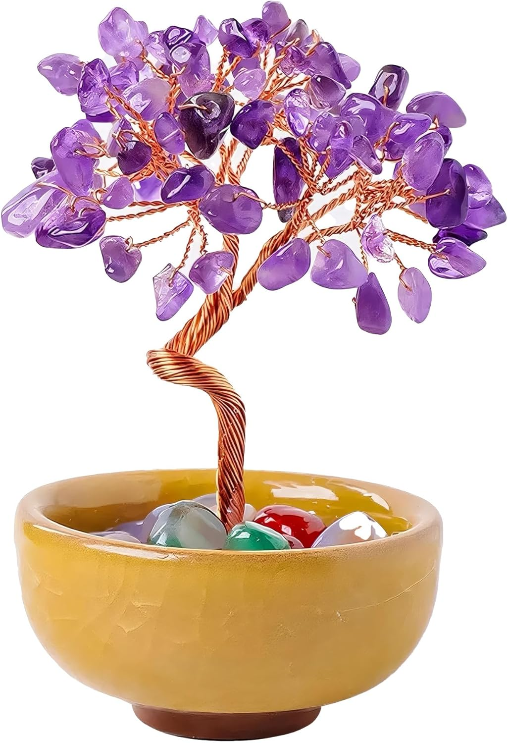 Green Aventurine Crystal Money Tree - Feng Shui Bonsai for Luck & Prosperity, Tabletop Decor for Home Office Artificial Trees with Green Ceramic Pot