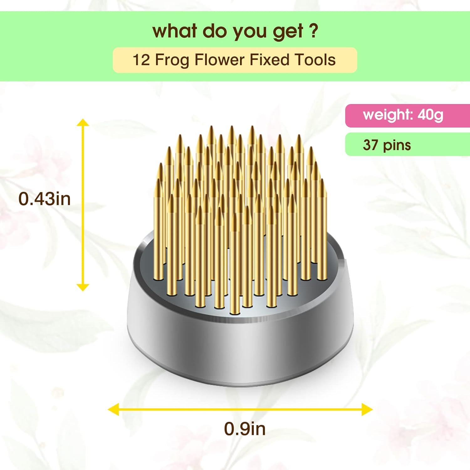 12Pcs Kenzan Ikebana Flower Frogs, Japanese Mini Kenzan Pin Frog 23Mm/0.9Inch Diameter Floral Ikebana Flower Arranger Pin Holder for Small Vase image number 1