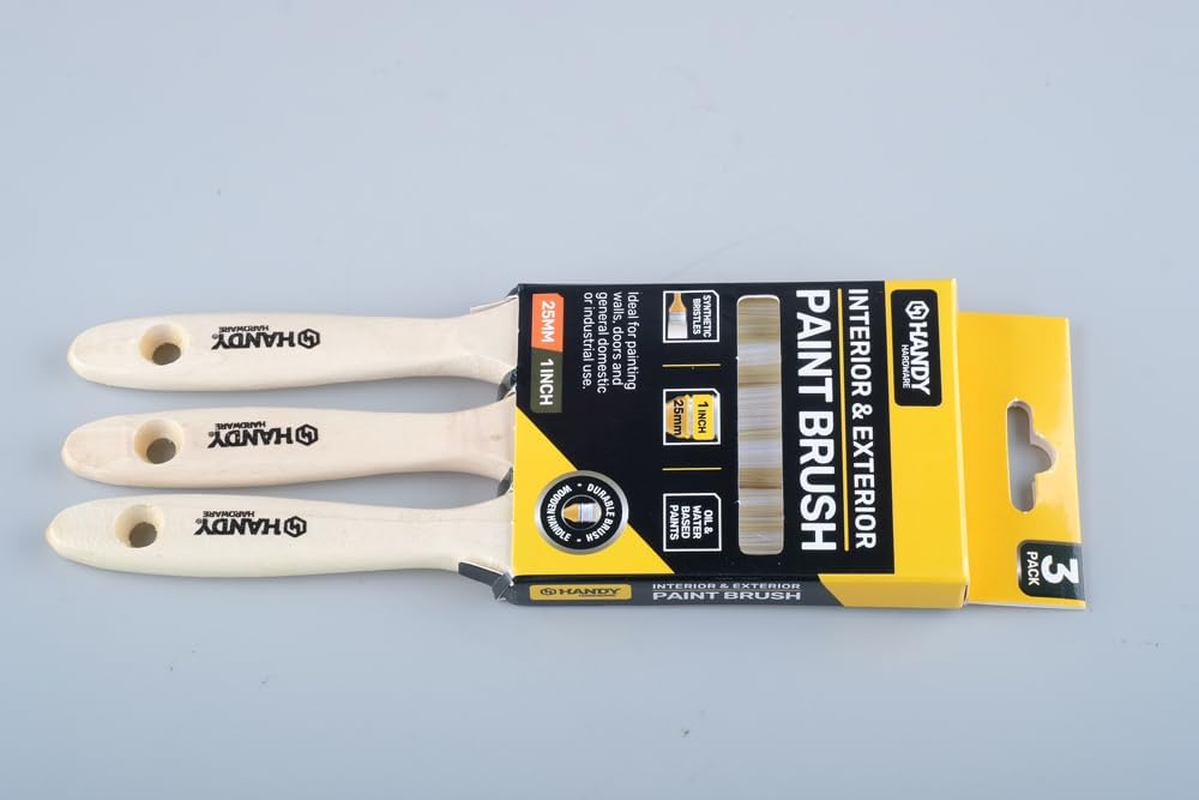 Handy Hardware Wooden Handle Paint Brush, 25 Mm Size (Pack of 3) image number 4