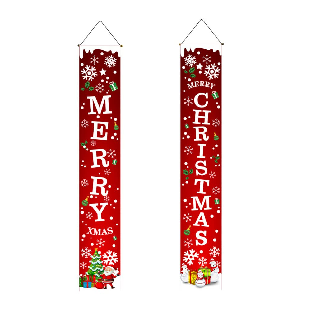 Weforu Merry Christmas Banner Porch Sign Outdoor Hanging Christmas Decorations for Xmas image number 3