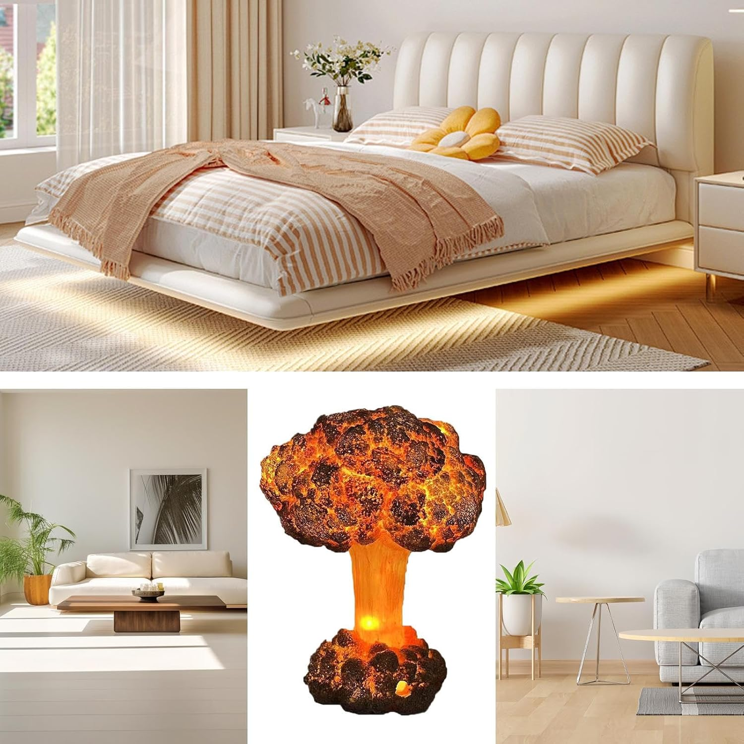 Mushroom Cloud Lamp,Mushroom Light | Decorative Warm Night Light with Adjustable Brightness for Nightstand Bedside Bedroom Living Nursery image number 6