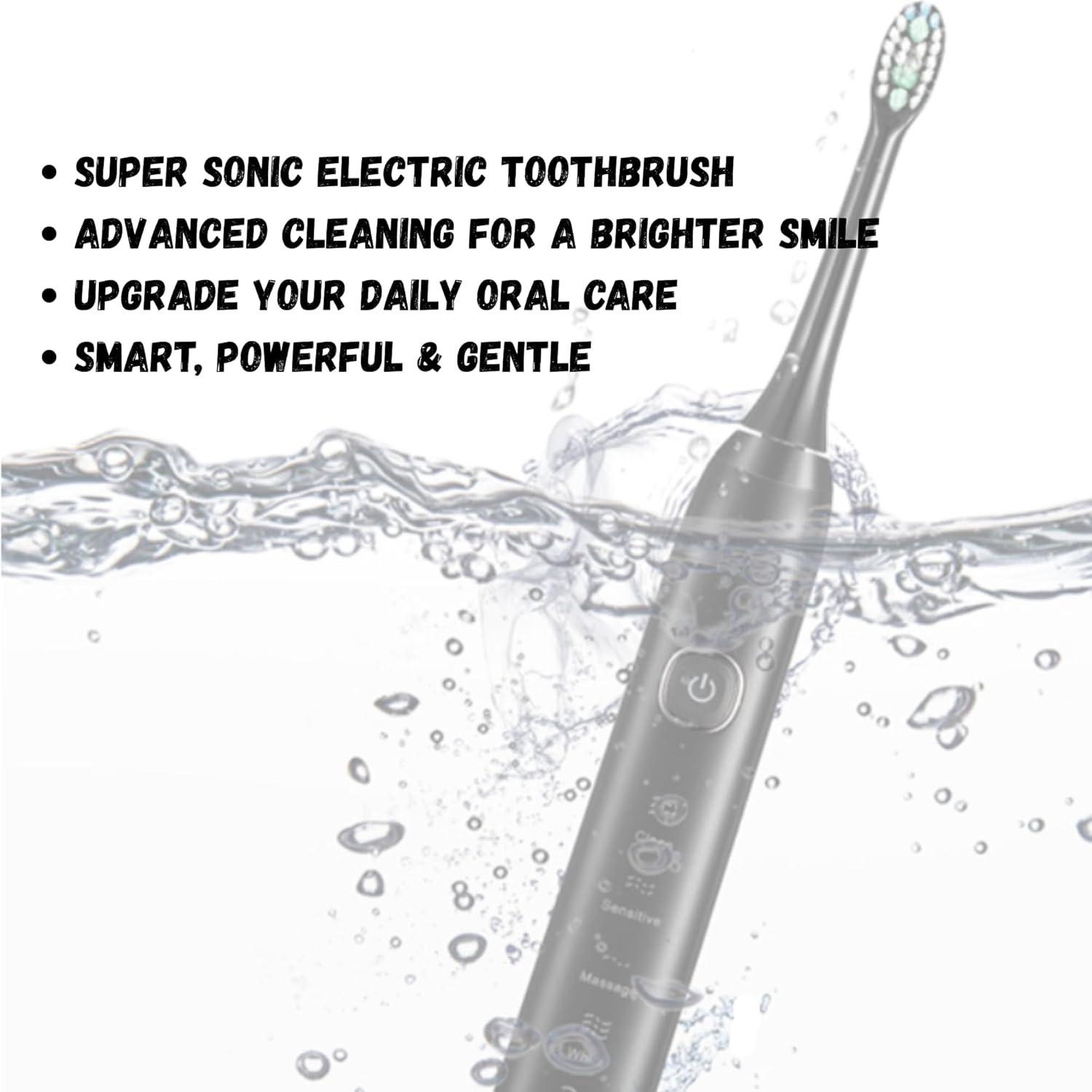 Smart Sonic Toothbrush &ndash; Rechargeable 600Mah Battery, Sleek Black Design, Complete Set with 8 Brush Heads, Charging Stand & Portable Travel Case | Long-Lasting Electric Toothbrush for Home, Office, Travel & Everyday Oral Care image number 1