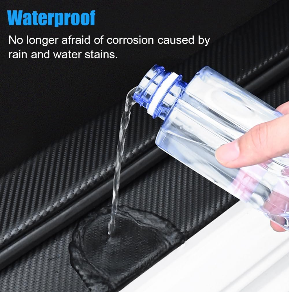 Car Door Sill Protector for Ram 1500 - 4 PCS Anti-Scratch Anti-Collision Carbon Fiber Leather Front/Rear Sticker - Decorative Interior Accessories image number 2