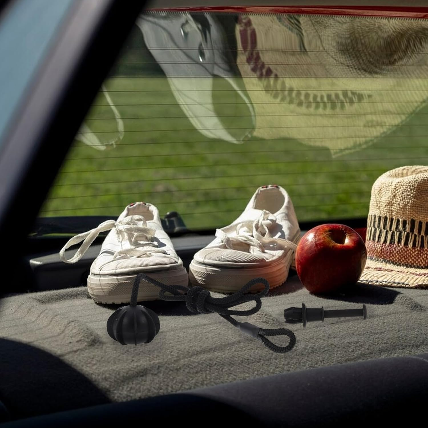 Ibasenice 2 Sets Adjustable Rear Parcel Shelf String with High-Strength Nylon Straps and Clips Installation Car Boot Organizer for Maximizing Trunk Space Black Replacement Accessories image number 2