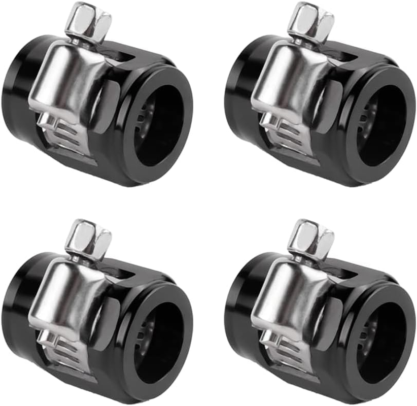 4PCS 6AN 3/8 Hose Clamp with Adjustable Screw Joint,Aluminum Alloy Black Hose Clamp for Tighten Fuel Line,Water Pipe,Heater Hose,Air Tubing,12-15Mm Automotive Hose Clamps (12-15Mm)