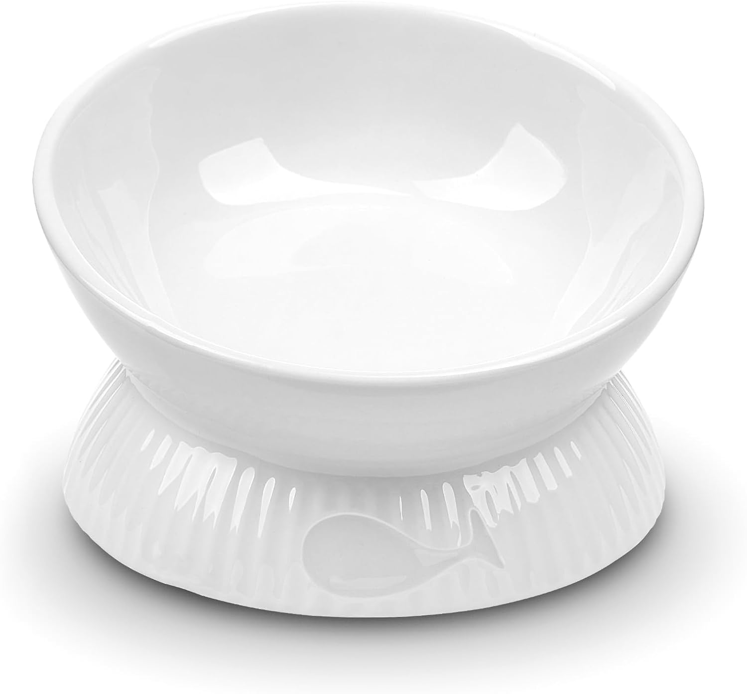 Elevated Cat Bowl, Ceramic Tilted Cat Food Bowl, anti Vomiting, Stress Free on Neck and Spine, Spill-Proof, Anti-Tipping, Dishwasher Safe, Raised Cat Bowls for Indoor Cats, Dry/Wet Food, Blue