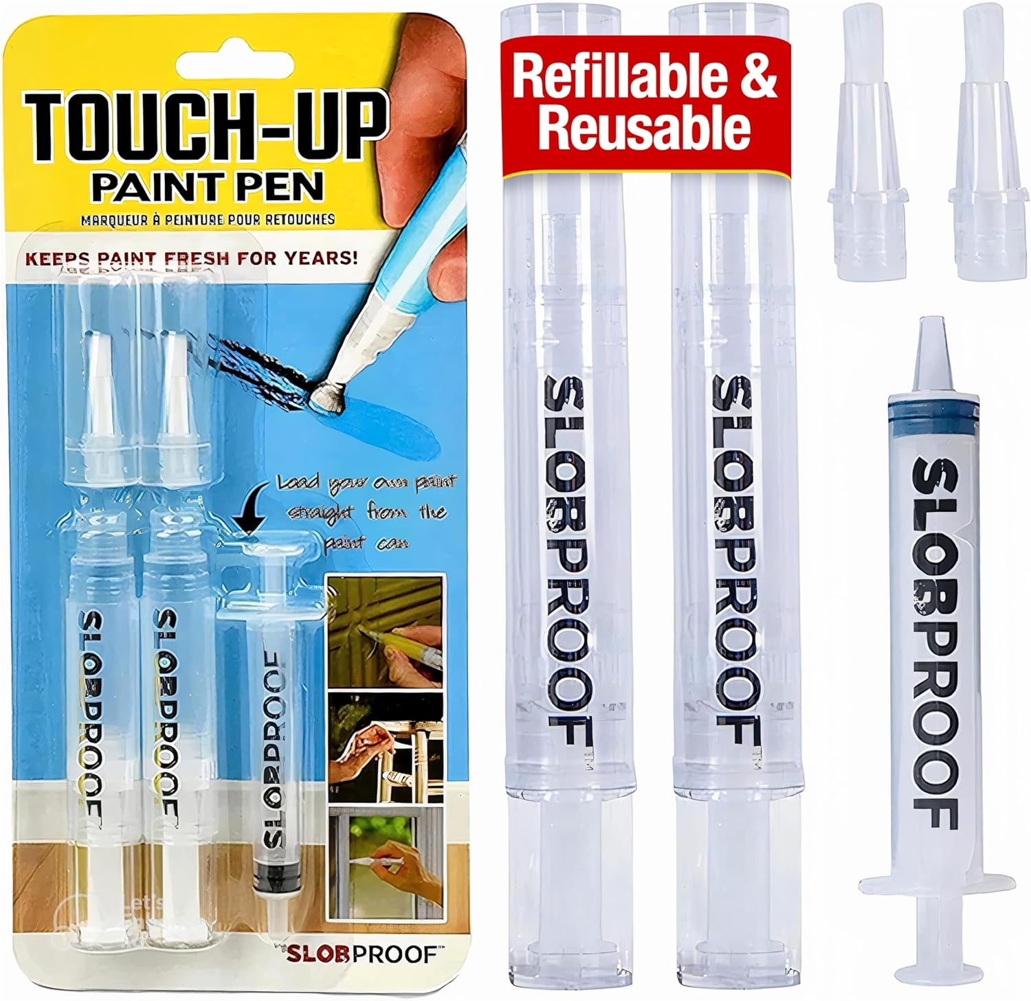 Slobproof Refillable Touch-Up Paint Pen, Mess-Free, Reusable Wall Paint Repair Tool, Precise Application, DIY Home Improvement, Furniture, Arts and Crafts, Patented Design, Easy Storage, Pack of 2 image number 2
