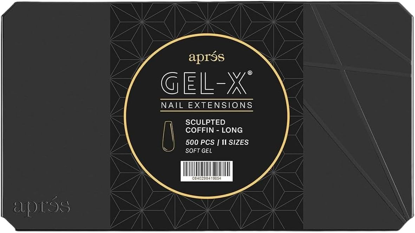 Apres Gel-X&reg; Soft Gel Tip Box | Natural or Sculpted Coffin | 500Pc Gel-X Tips, 11 Sizes 00-9, Premium Quality image number 1
