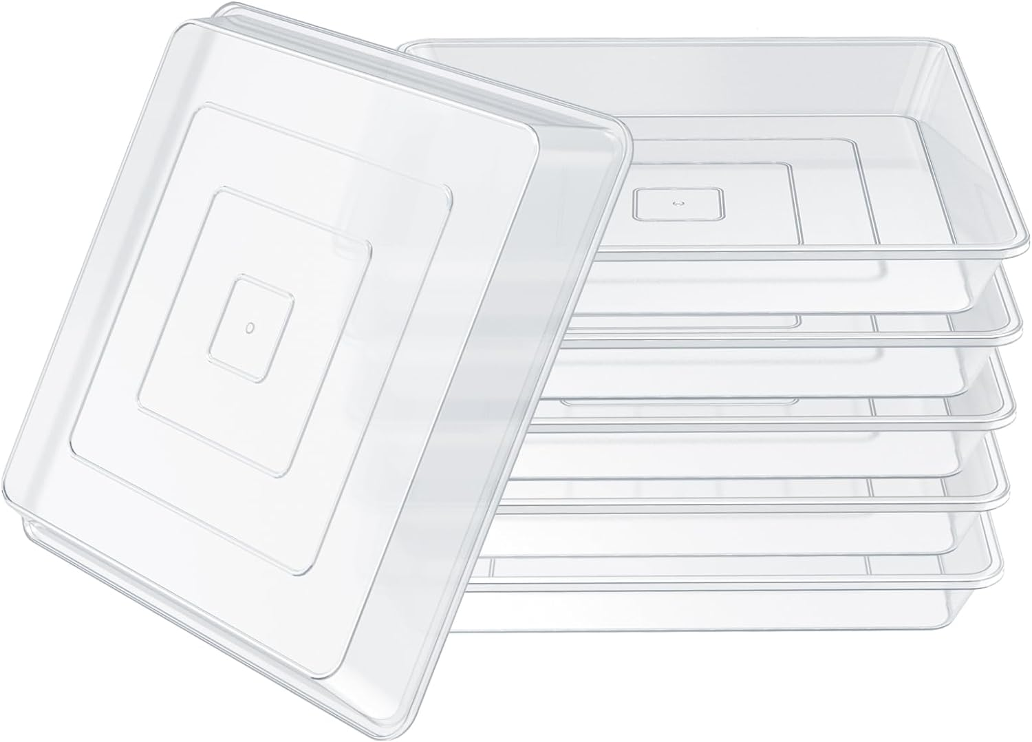 6 Pack 6 Inch Square Clear Plant Saucer, Durable Thick Plant Pot Dish for Flower Pot, Plastic Plant Tray to Catch Water for Indoor Outdoor