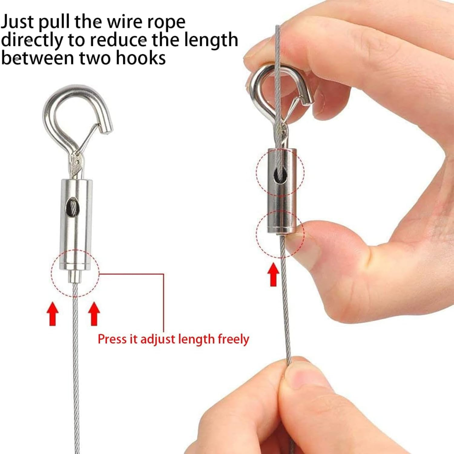 2 PCS Adjustable Picture Hanging Wire Mirror Frame Kit, 2M X1.5Mm Heavy Duty Stainless Steel Wire Rope for Mirror Hanging Hardware, Light Lamp, Billboards, Basket Flowerpot Hold up to 20Kg image number 1