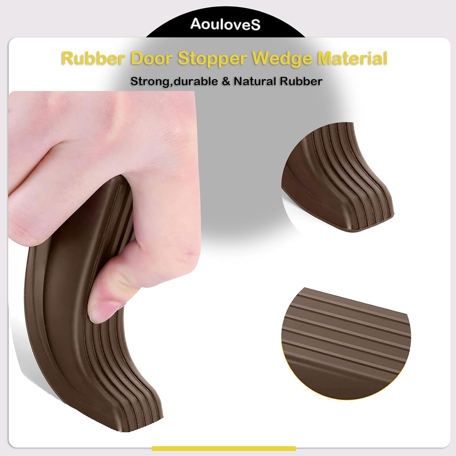 Rubber Door Stoppers for Security Wedge for Bottom of Door on Carpet, Concrete, Tile, Linoleum & Wood - Heavy Duty Door Stop Wedge Ideal for Homes&Schools&Offices&Workshops image number 5