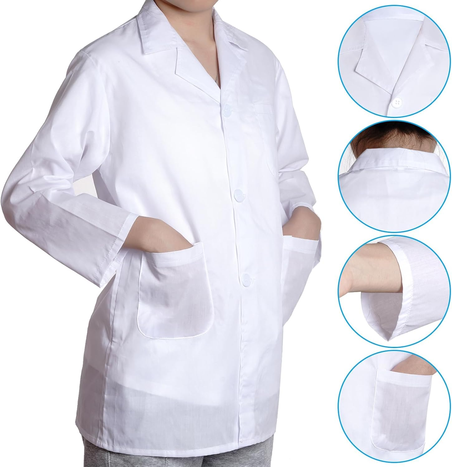 Doctor Scientist Lab Coat for Kids Doctor'S White Lab Coat Costume for Girls and Boys Halloween Costume Role Play image number 5